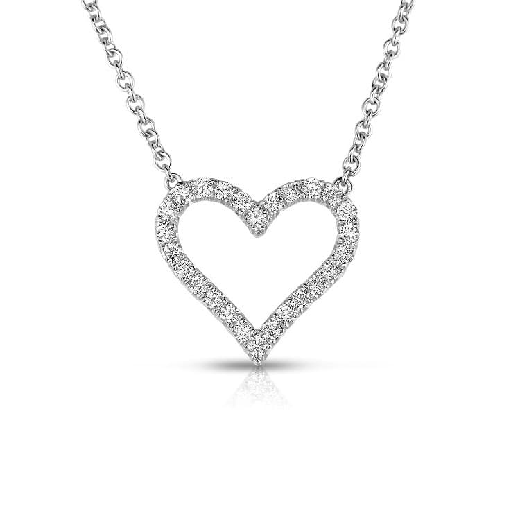 White Gold 0.50 CTW Diamond Heart Pendant Necklace 0