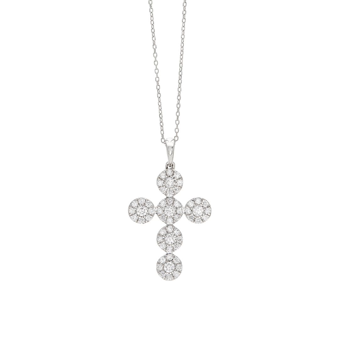 Diamond Halo Cross Necklace 0