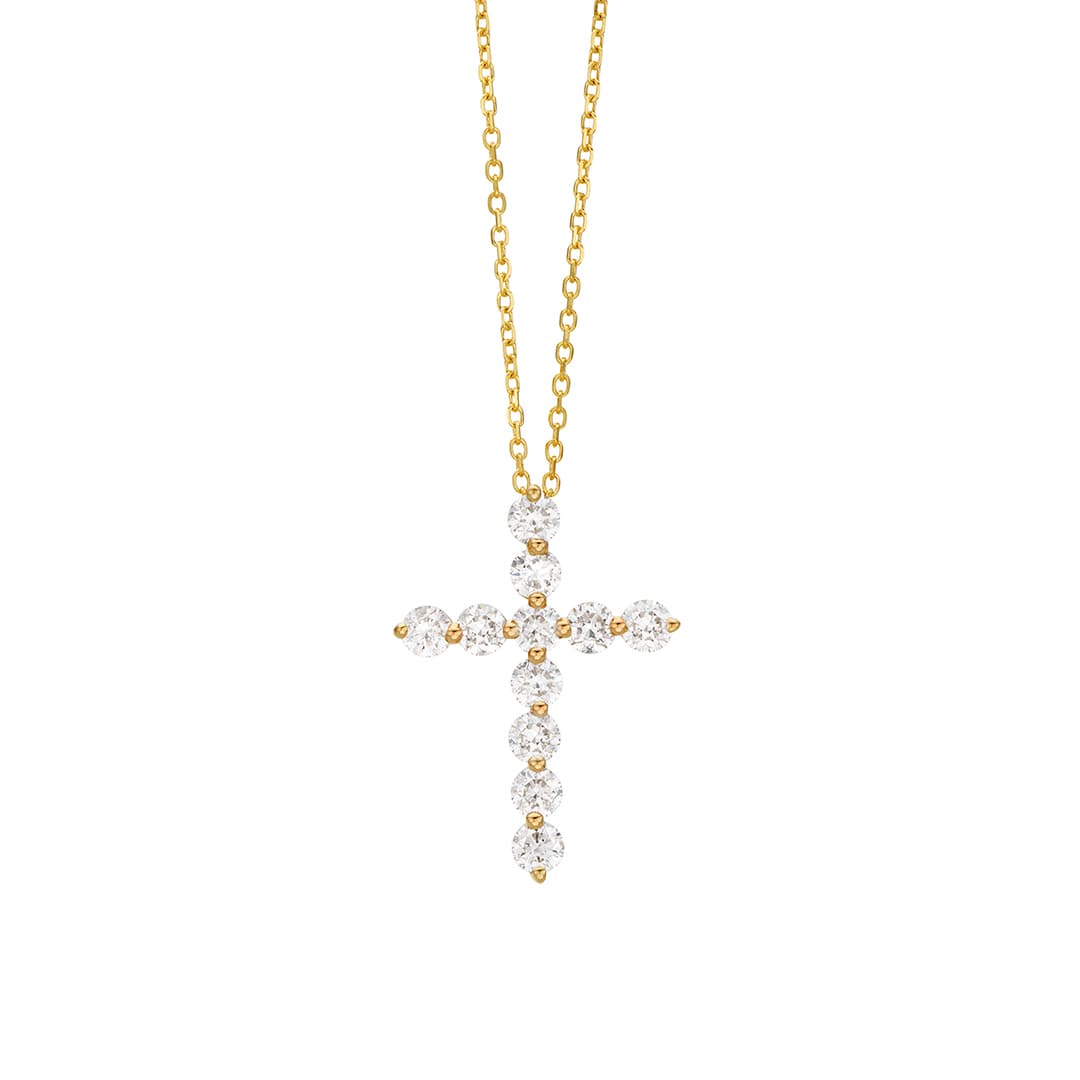 3/4 CTW Diamond Cross Necklace in Yellow Gold