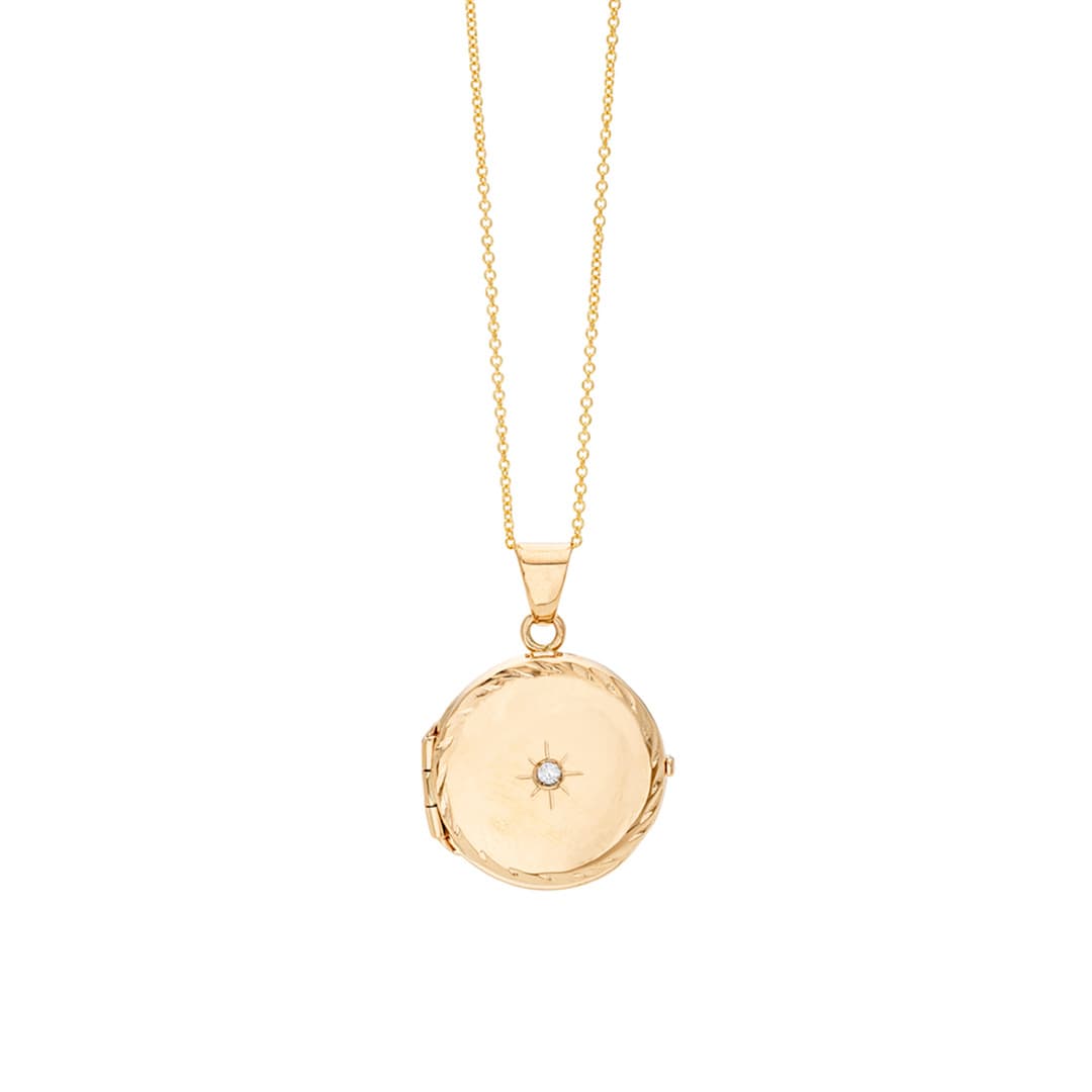 Round Yellow Gold Locket with Diamond 0