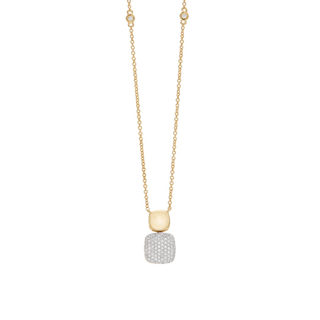 Pave Diamond Cushion Shape Pendant Necklace