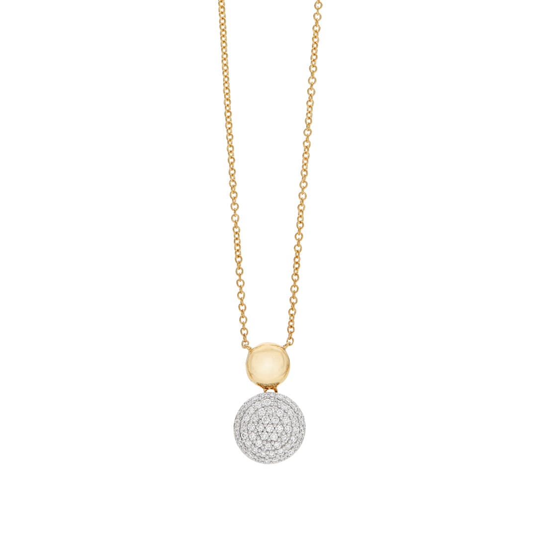 Pave Diamond Double Disc Pendant Necklace 0