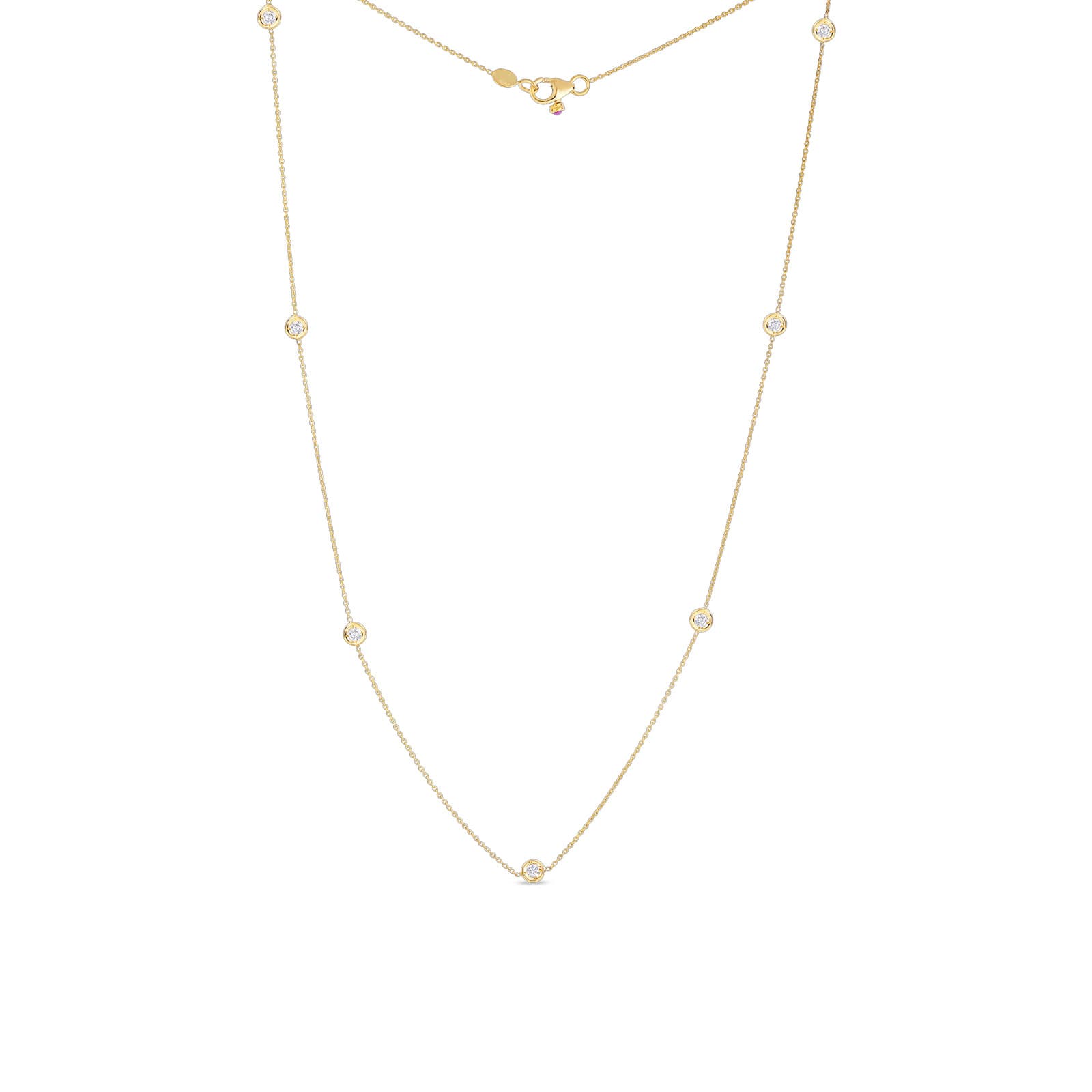 Roberto Coin Diamonds by the Inch 7 Station Necklace in Yellow Gold