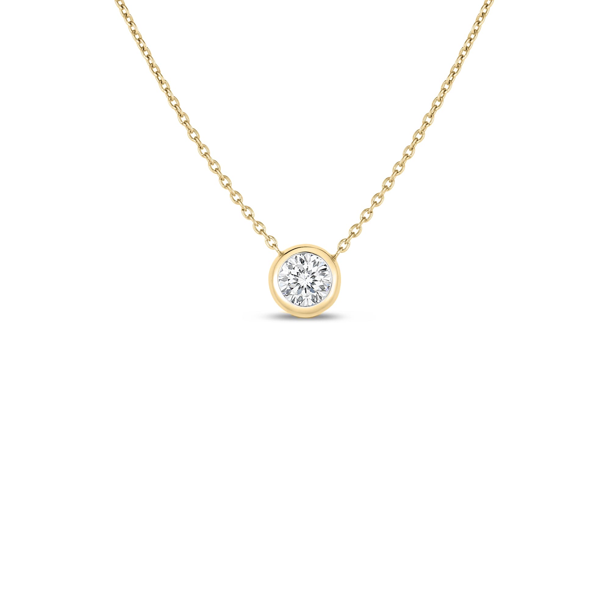 Roberto Coin Diamonds by the Inch Bezel Set Solitaire Necklace in Yellow Gold