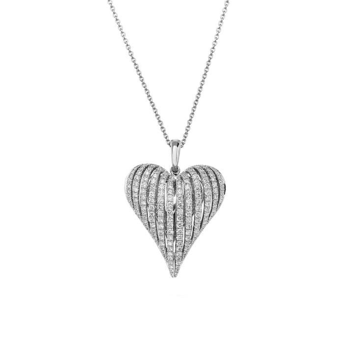 Charles Krypell Large Diamond White Gold Angel Heart Necklace 0