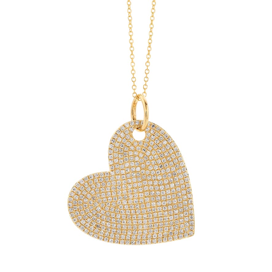 Large Pave Diamond Heart Pendant