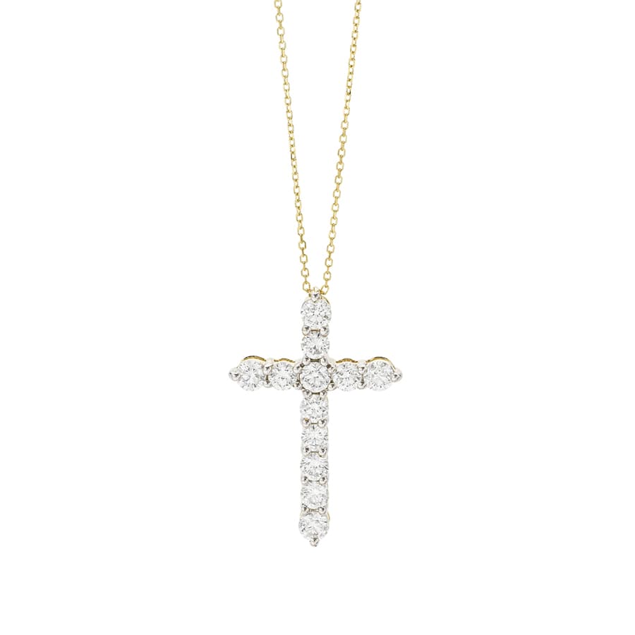 1.94 CTW Round Diamond Cross Pendant in Yellow Gold 0