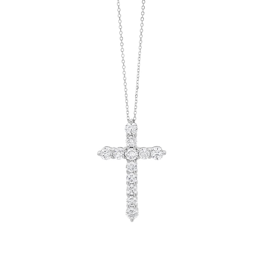 1.95 CTW Round Diamond Cross Pendant in White Gold