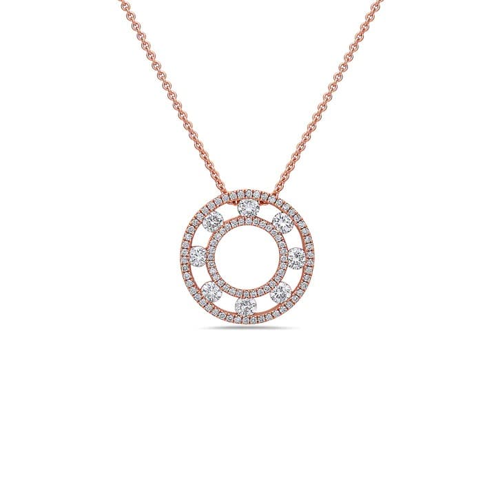 Charles Krypell Open Diamond Air Circle Pendant Necklace in Rose Gold 0