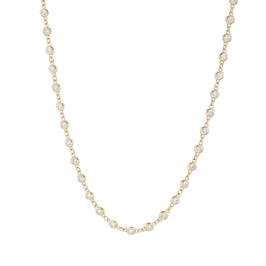 Yellow Gold 2.93 CTW Diamond Bezel Station Necklace 0