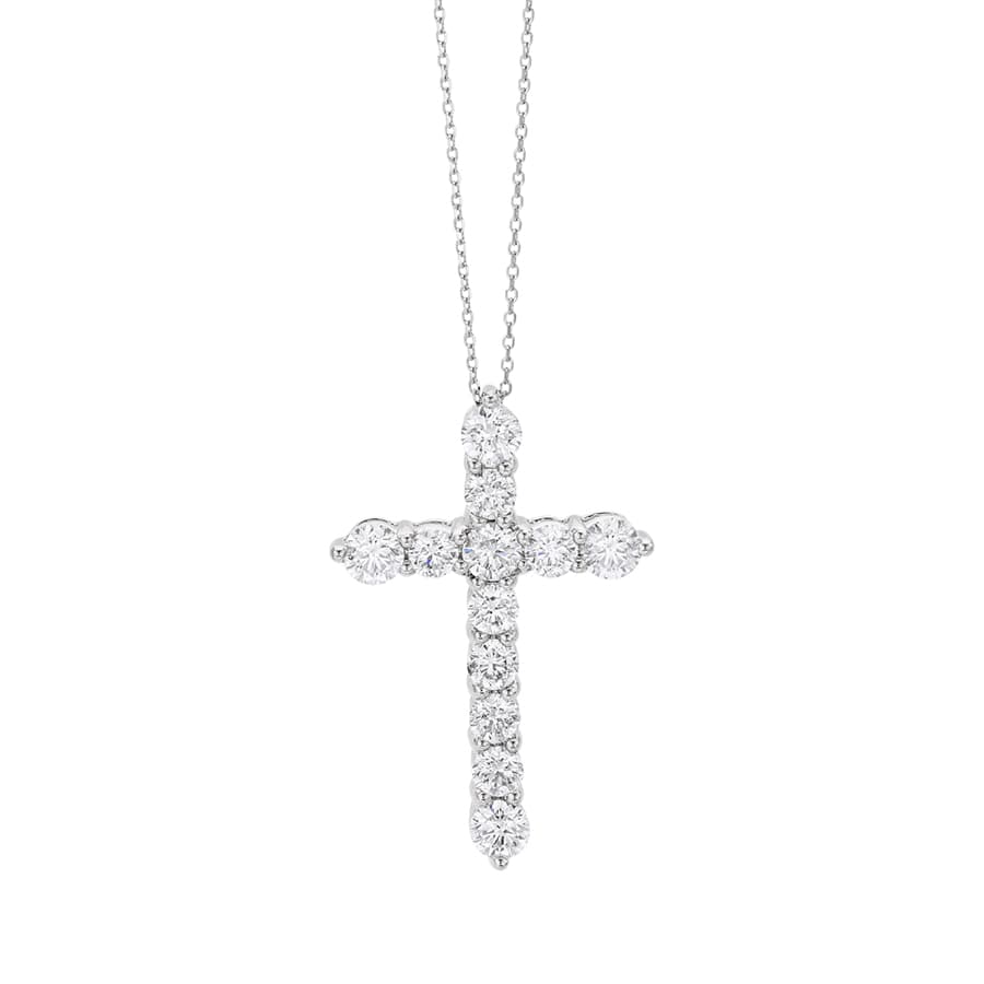 2.95 CTW Round Diamond Cross Pendant in White Gold 0