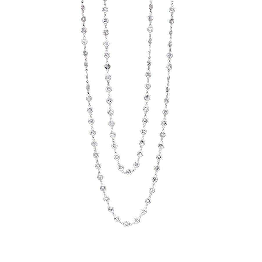 36 Inch White Gold Diamond Eyeglass Chain Necklace