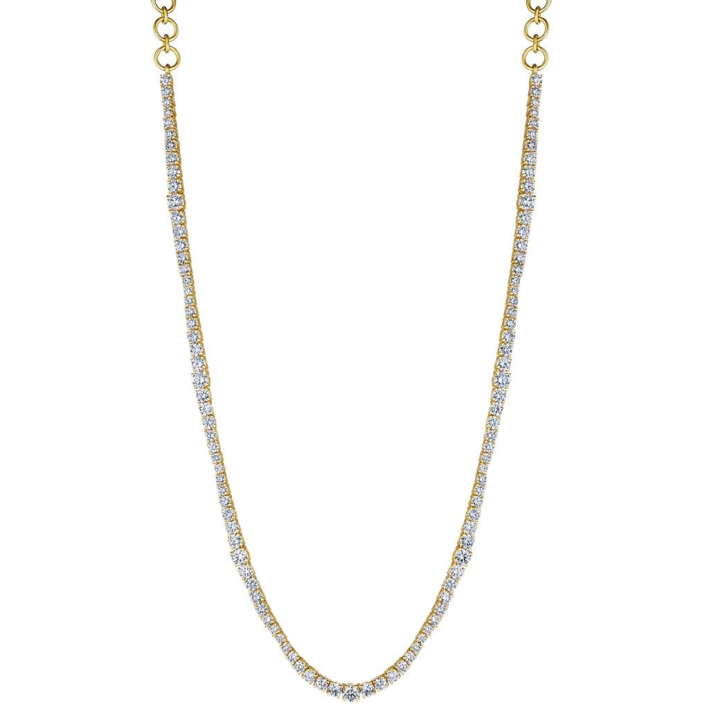 Penny Preville Yellow Gold 4.31CTW Diamond Wave Tennis Necklace 0