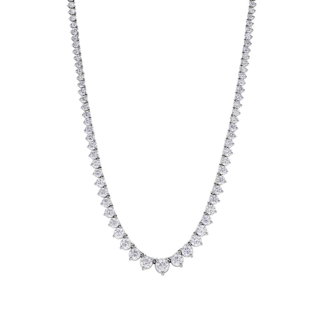 15.06 CTW Round Diamond White Gold Riviera Necklace 0