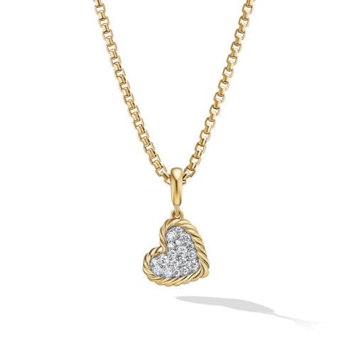 David Yurman DY Elements Heart Pendant in 18k Yellow Gold with Pave Diamonds