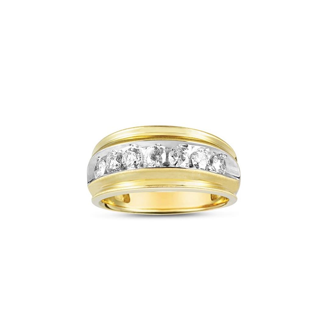 Men's Seven Diamond 1.00 CTW Two Tone Wedding Band