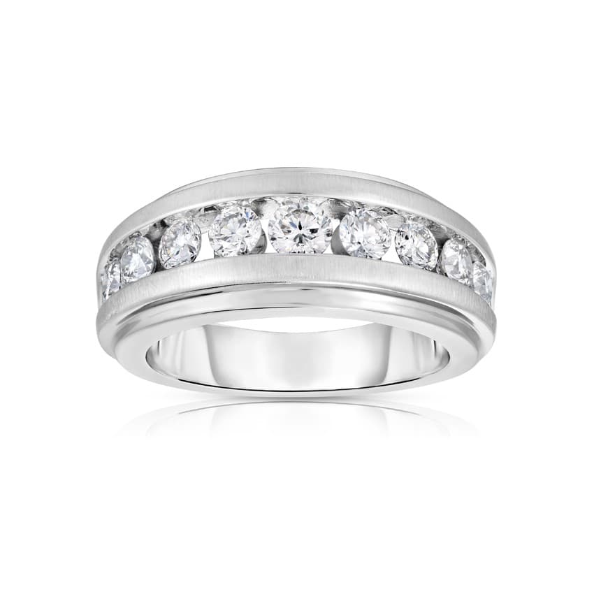 Men's Nine Diamond 0.97 CTW White Gold Wedding Band 0