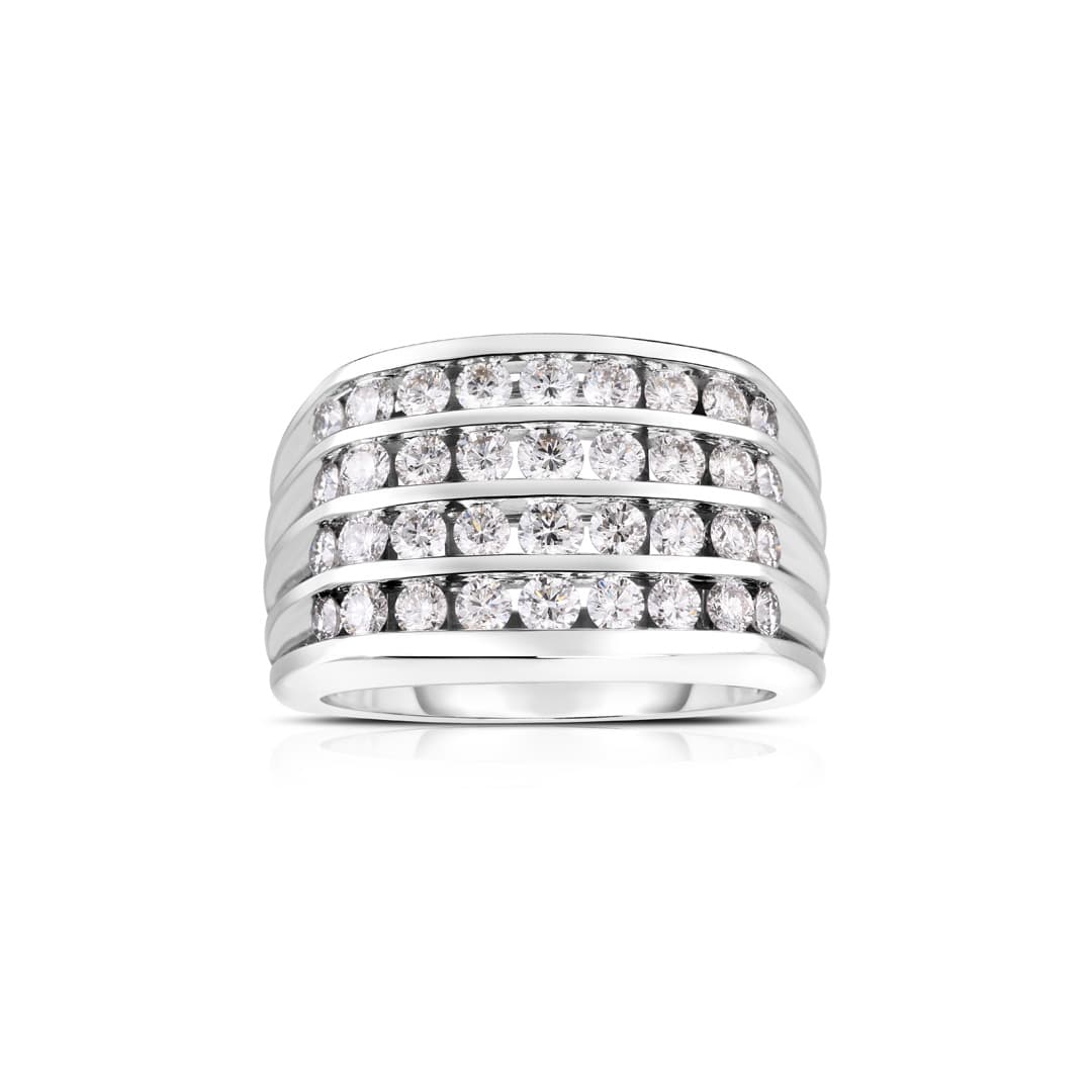 Men's Four Row Wide Diamond Band