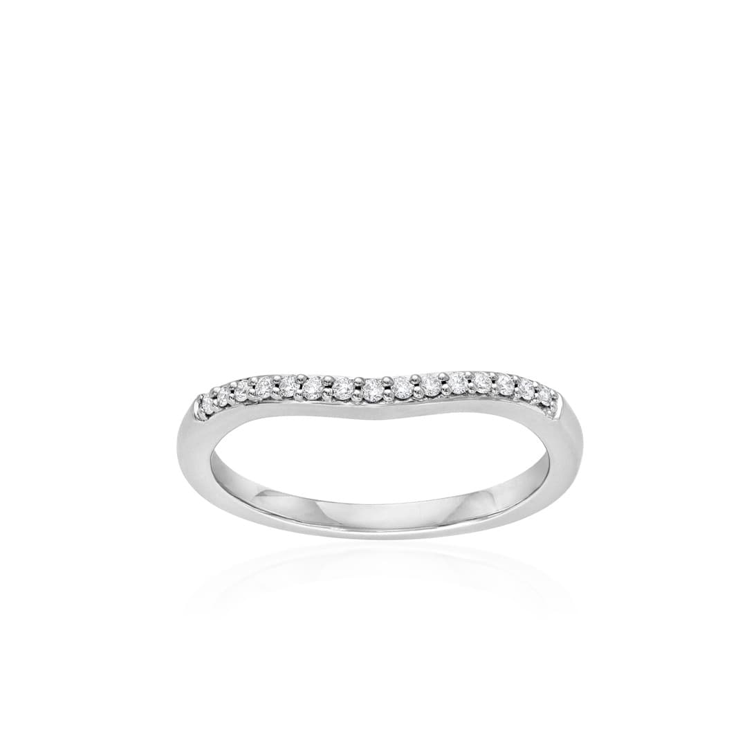 White Gold 0.10 CTW Curved Diamond Wedding Band 0