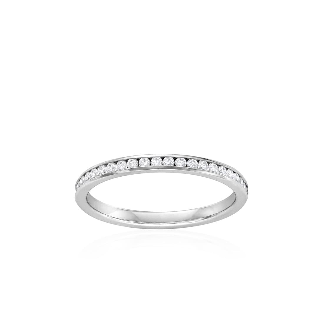 Thin White Gold Channel Set Diamond Band