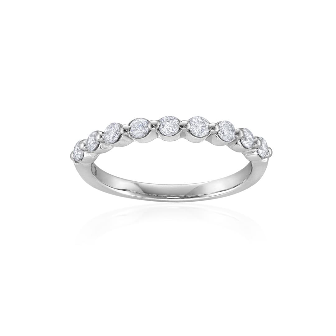 White Gold Shared Prong Round Diamond Wedding Band 0