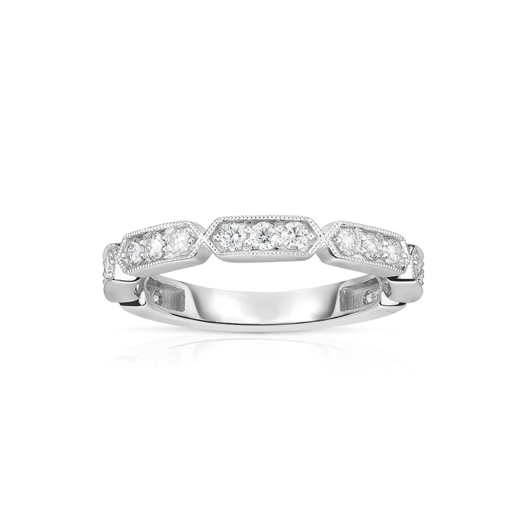 Geometric Stackable Diamond Band with Milgrain Detail