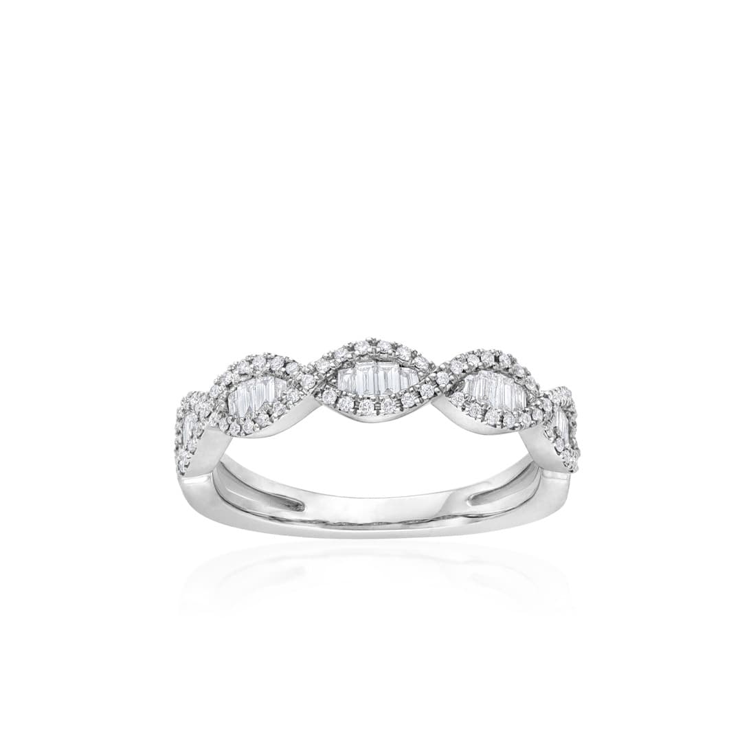 Twisted White Gold Diamond Band 0