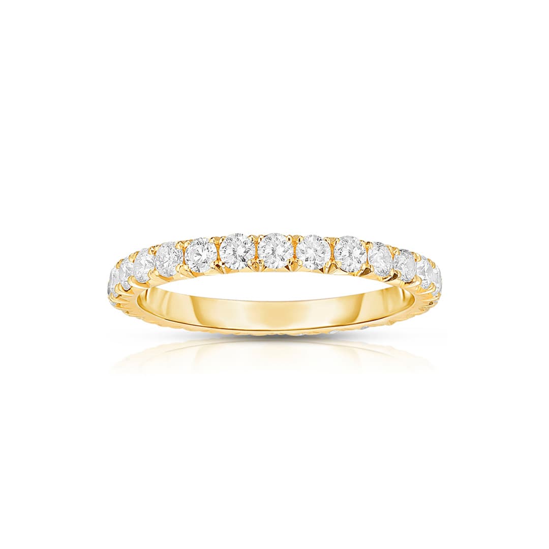 One Carat Round Diamond Eternity Band, Yellow Gold