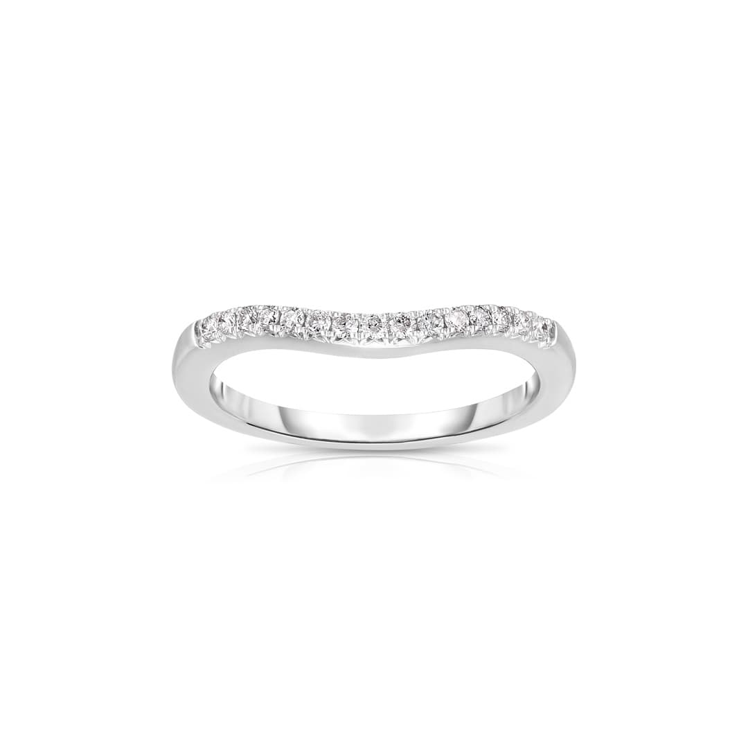 White Gold 0.15 CTW Curved Diamond Wedding Band 0