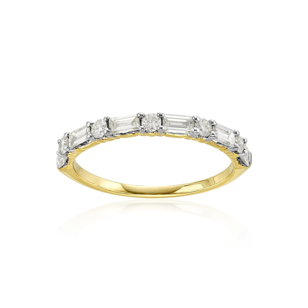 Round and Baguette Diamond Band