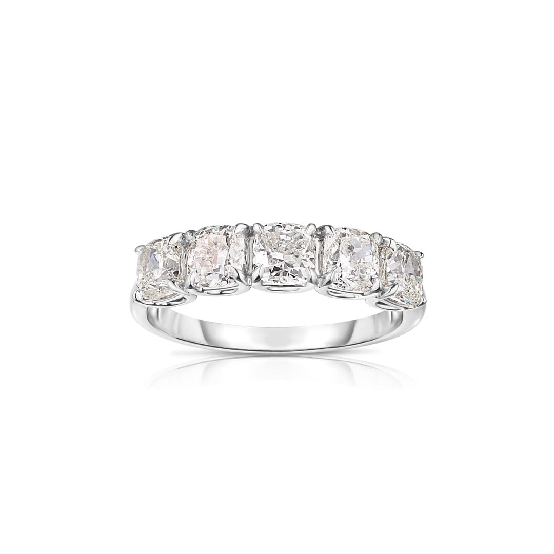 Five Stone Cushion Cut Diamond Ring