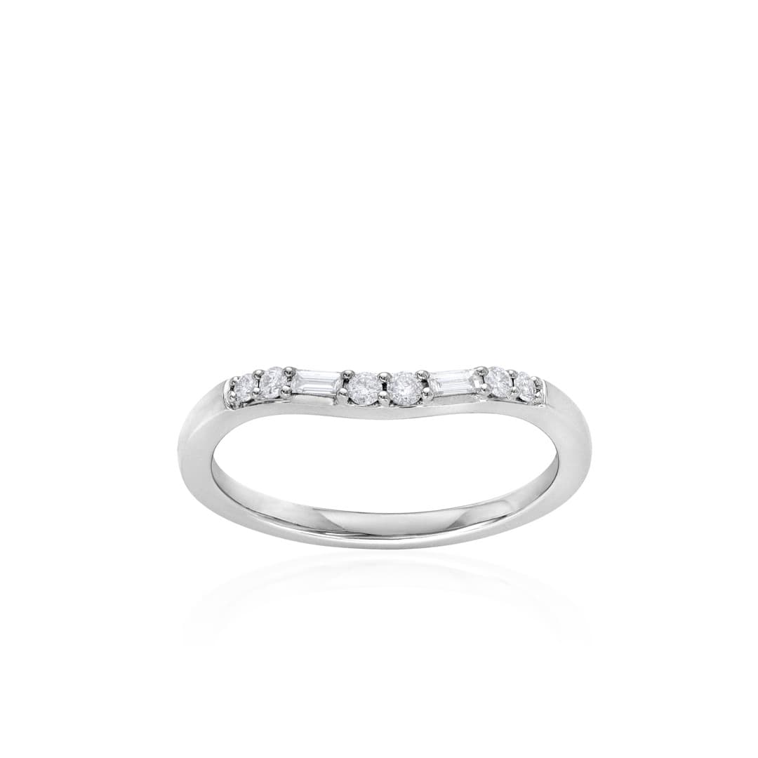 White Gold Diamond Contour Wedding Band 0