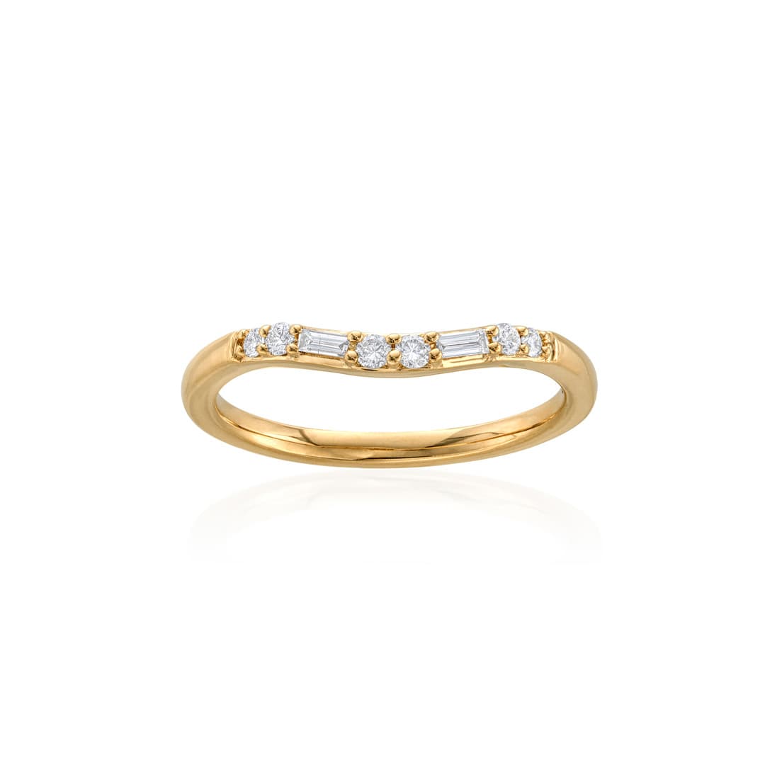 Yellow Gold Diamond Contour Wedding Band 0