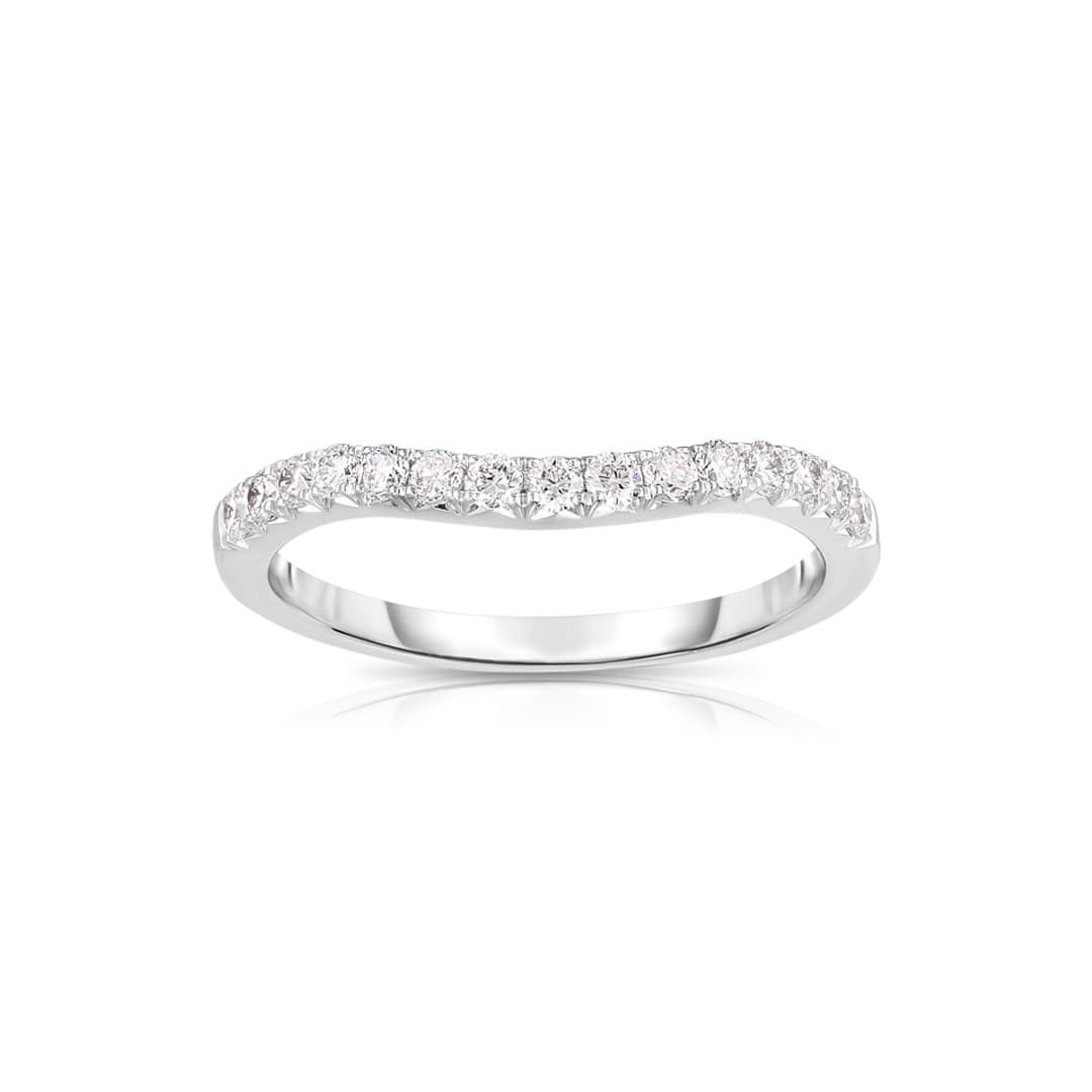 White Gold 0.30 CTW Curved Diamond Wedding Band