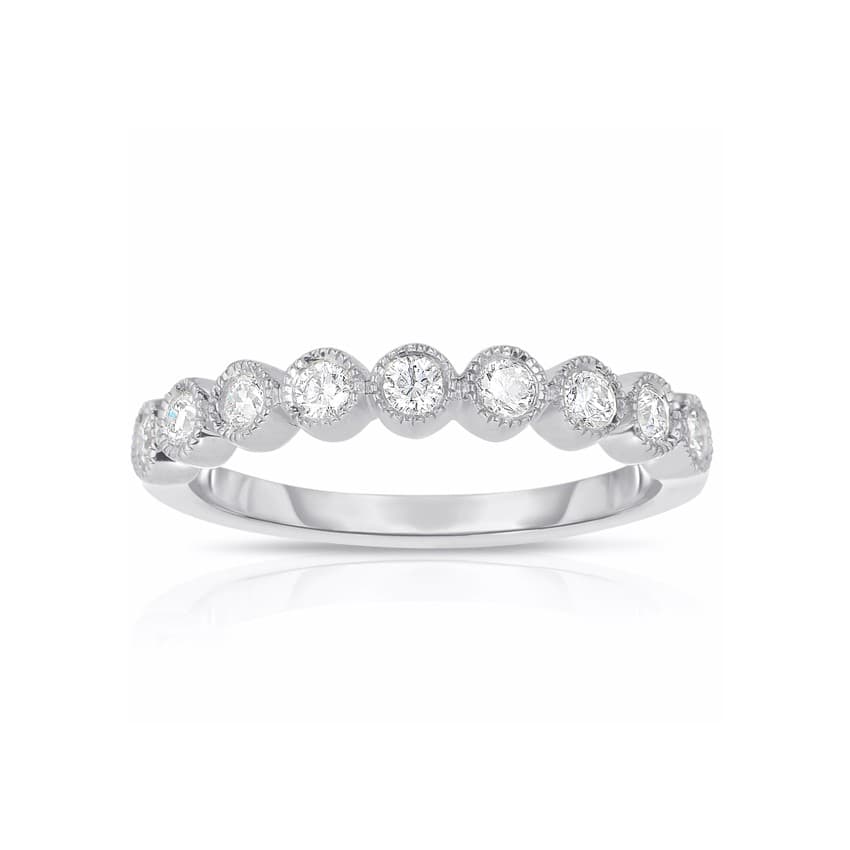 Stackable Bezel Diamond Ring with Milgrain Detail