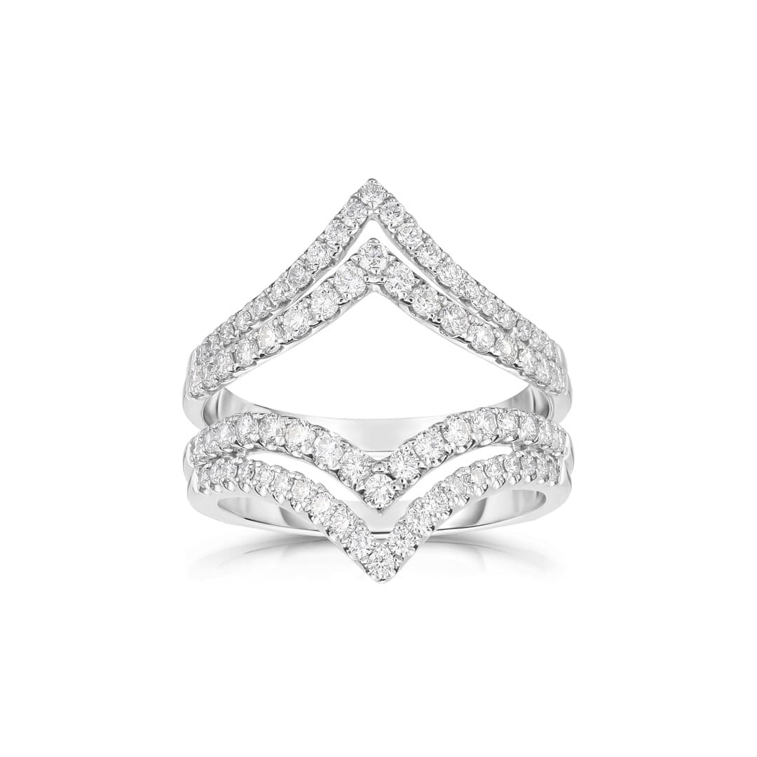 Double Row V-Shape Diamond Ring Guard Enhancer