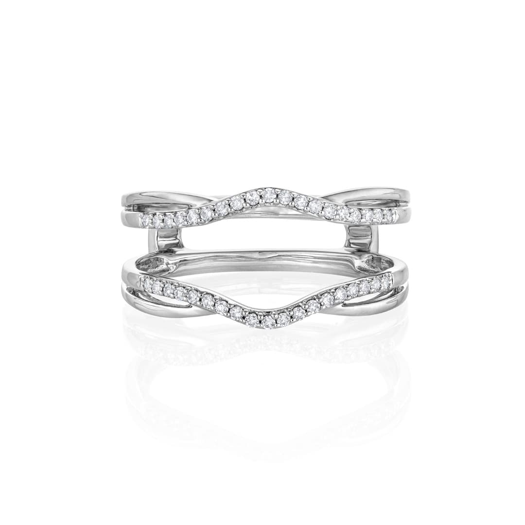 Curved White Gold Diamond Ring Guard Enhancer 0