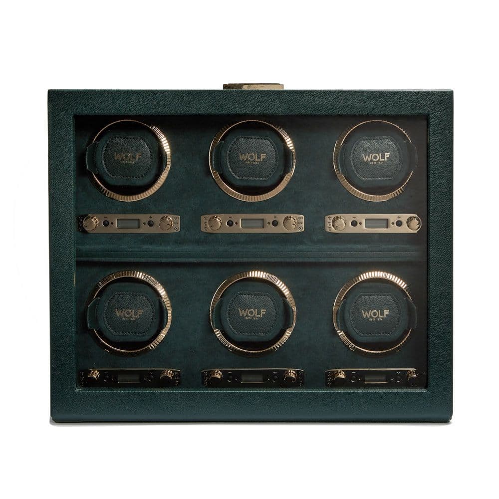 WOLF British Racing Green 6 Piece Watch Winder