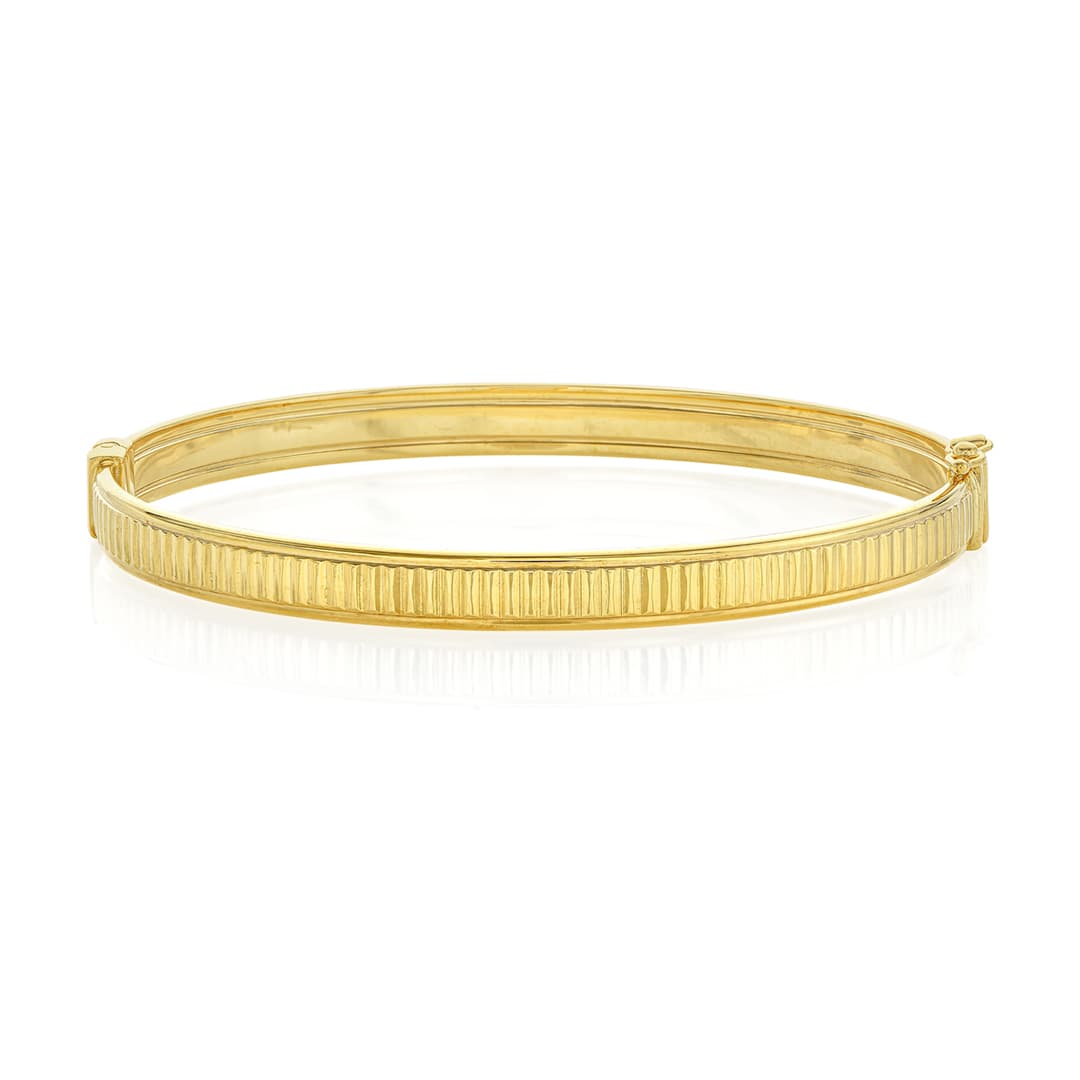 Polished Ribbed Yellow Gold Bangle 0