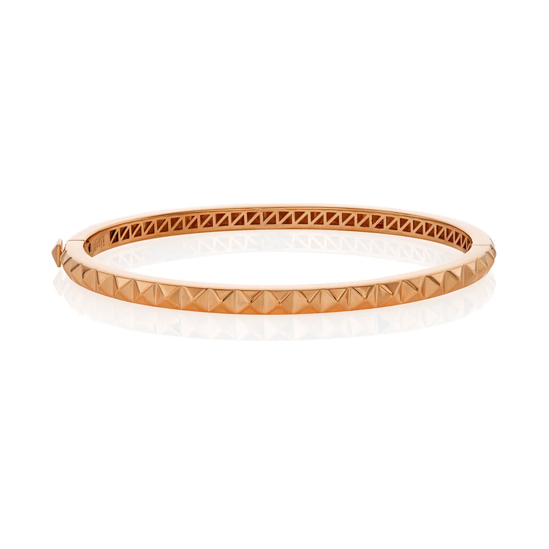 Roberto Coin Obelisco Pyramid Single Row Rose Gold Bangle 0