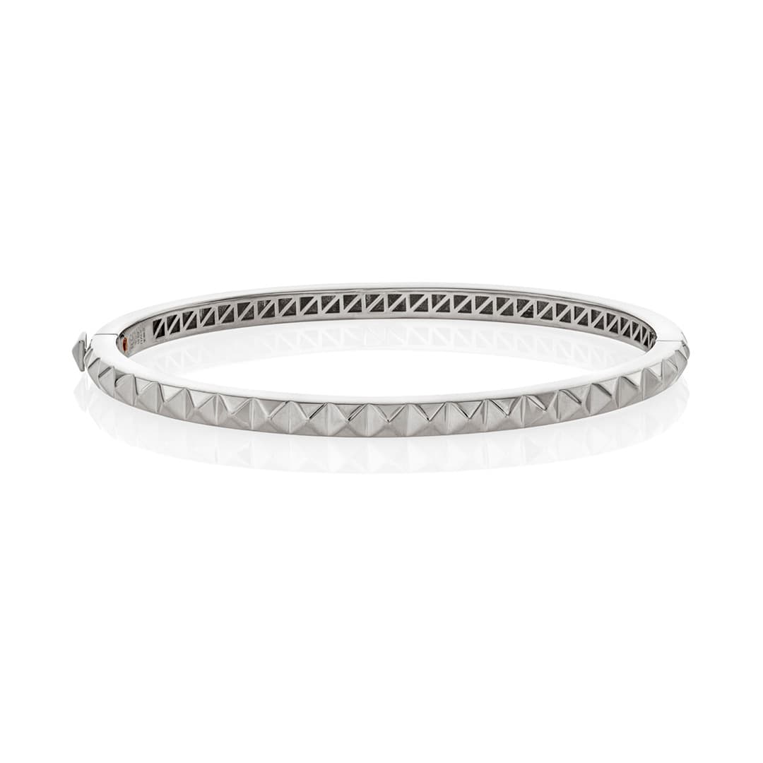 Roberto Coin Obelisco Pyramid Single Row White Gold Bangle