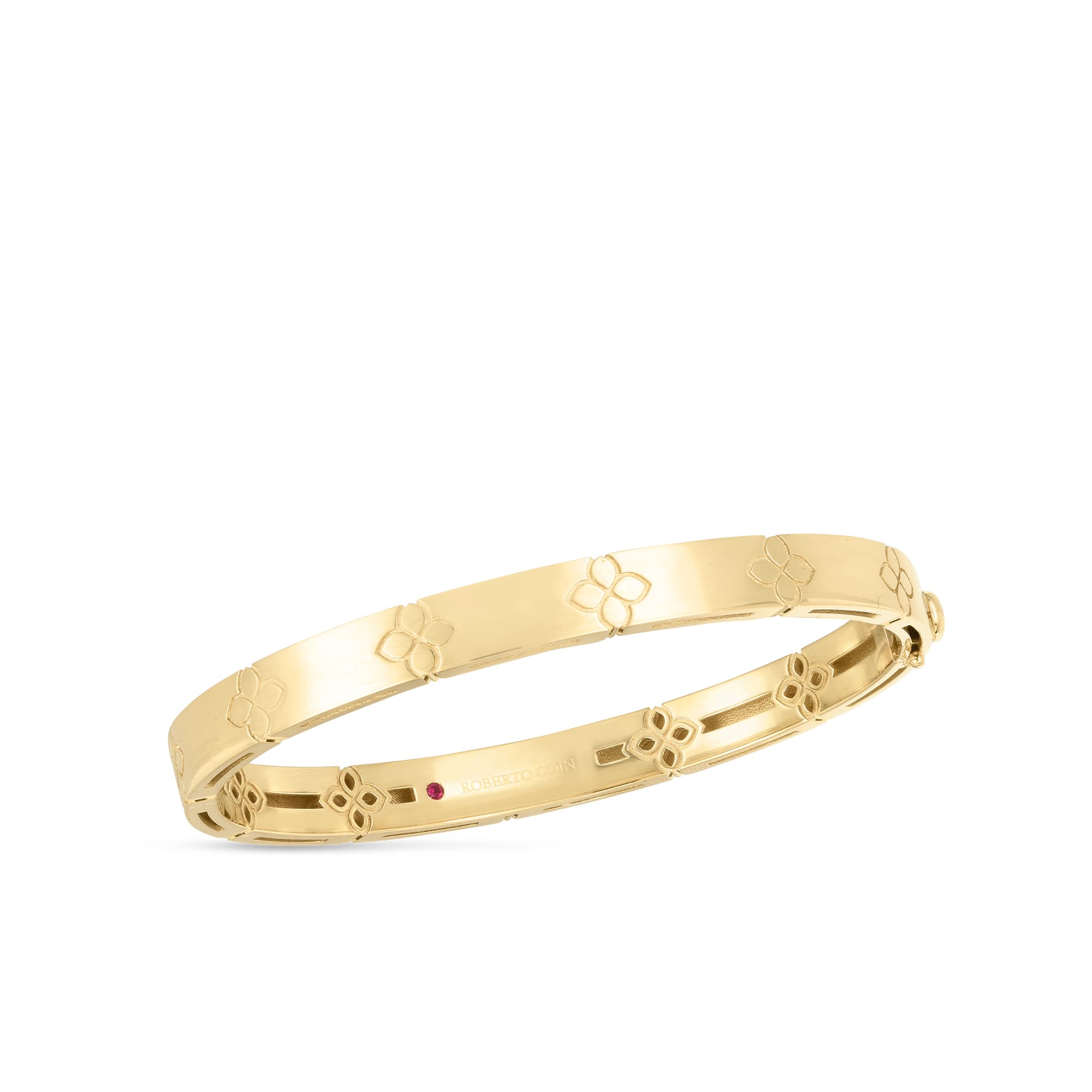 Roberto Coin Yellow Gold Love In Verona Medium Width Bangle