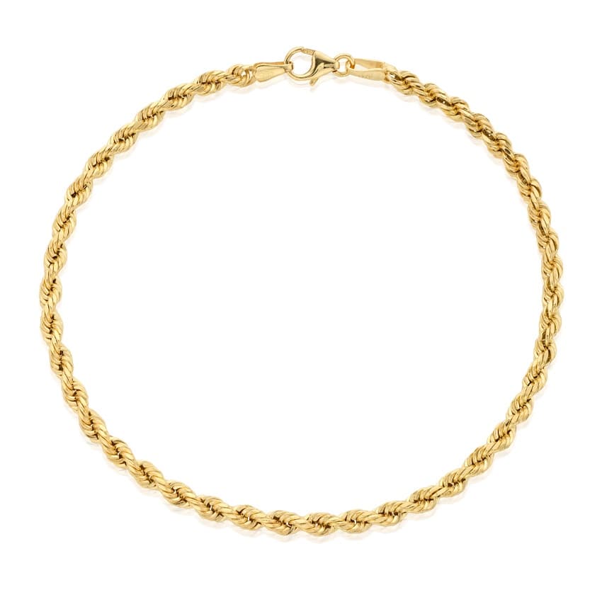 Mens Yellow Gold Diamond Cut Rope Bracelet