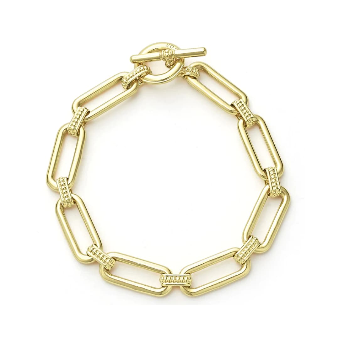 Lagos Signature Caviar 18k Gold Link Bracelet