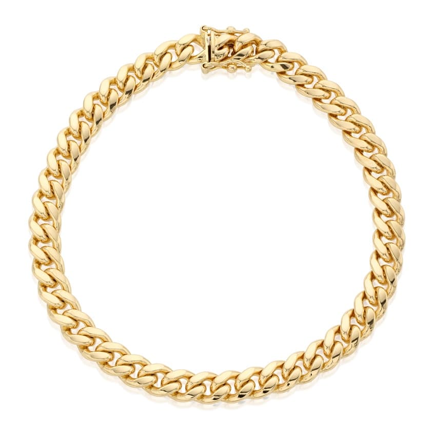 Mens Yellow Gold Curb Link Chain Bracelet 0