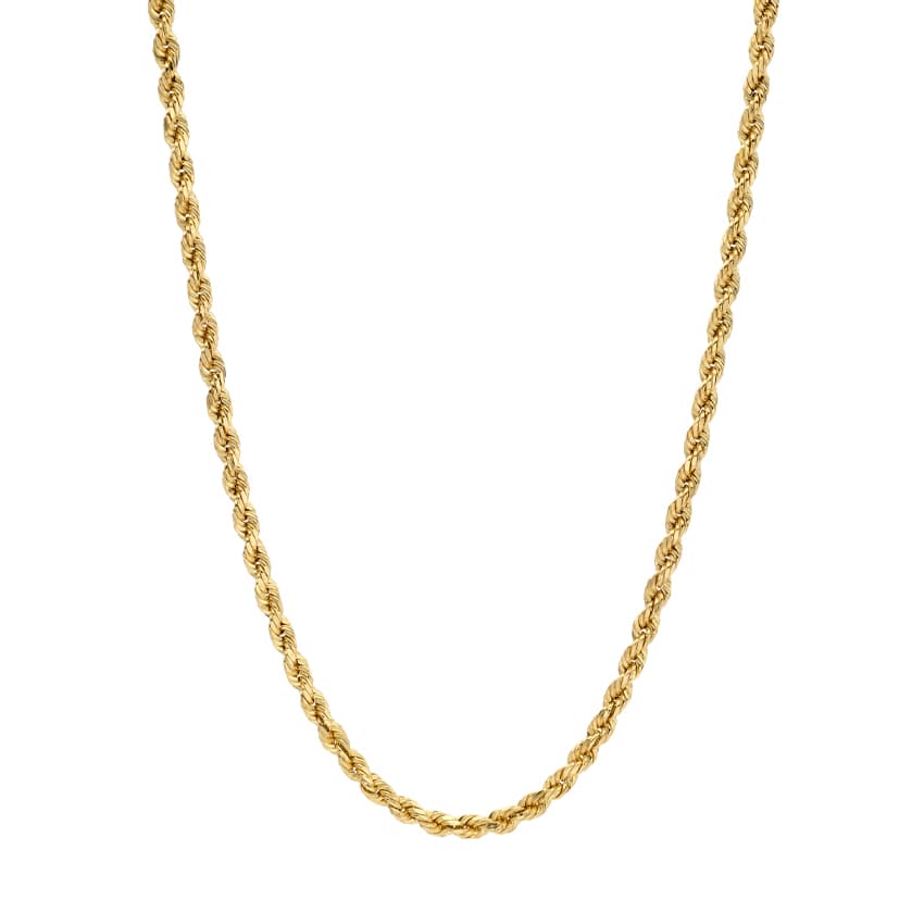 Mens Yellow Gold 24 inch Diamond Cut Rope Chain Necklace 0