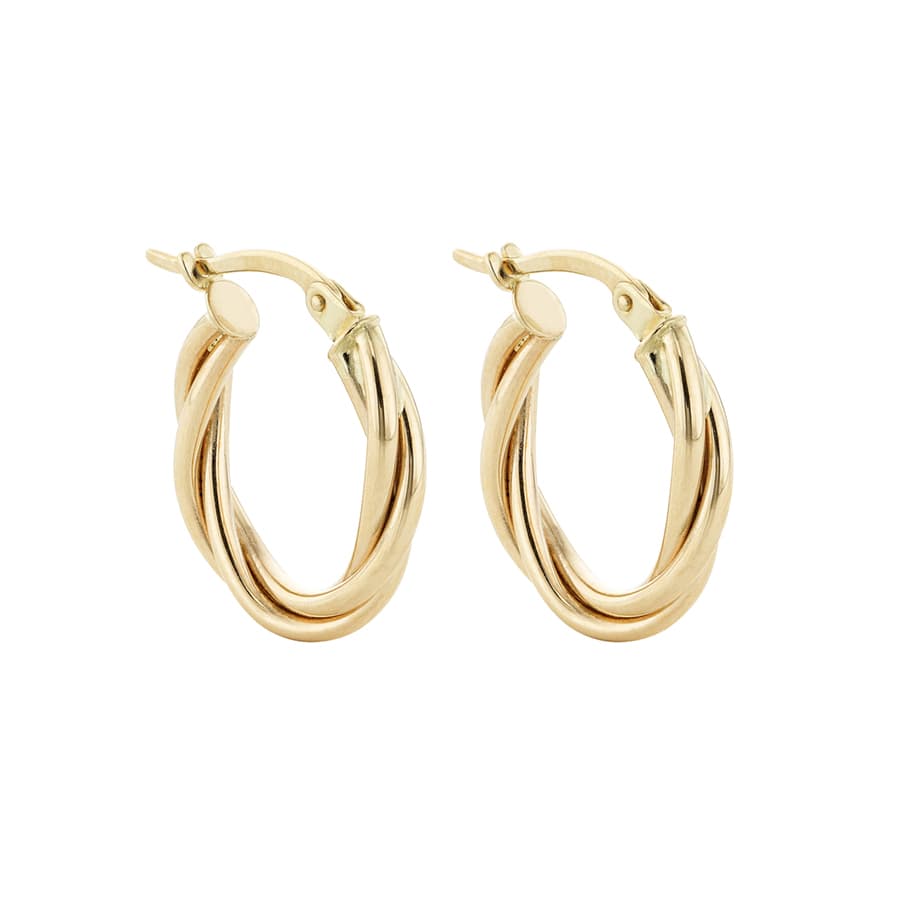 16mm Twisted Yellow gold Hoop Earrings
