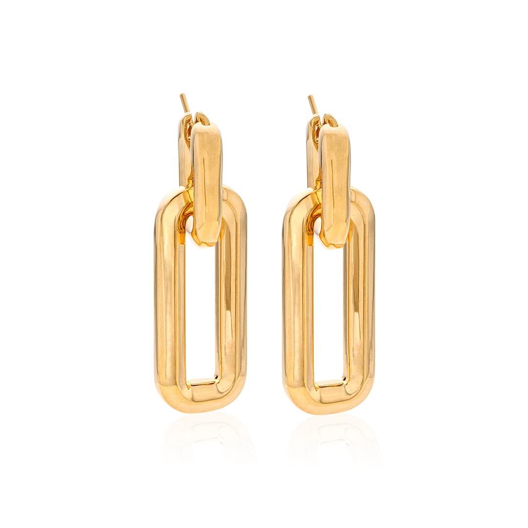 18k Yellow Gold Link Dangle Earrings