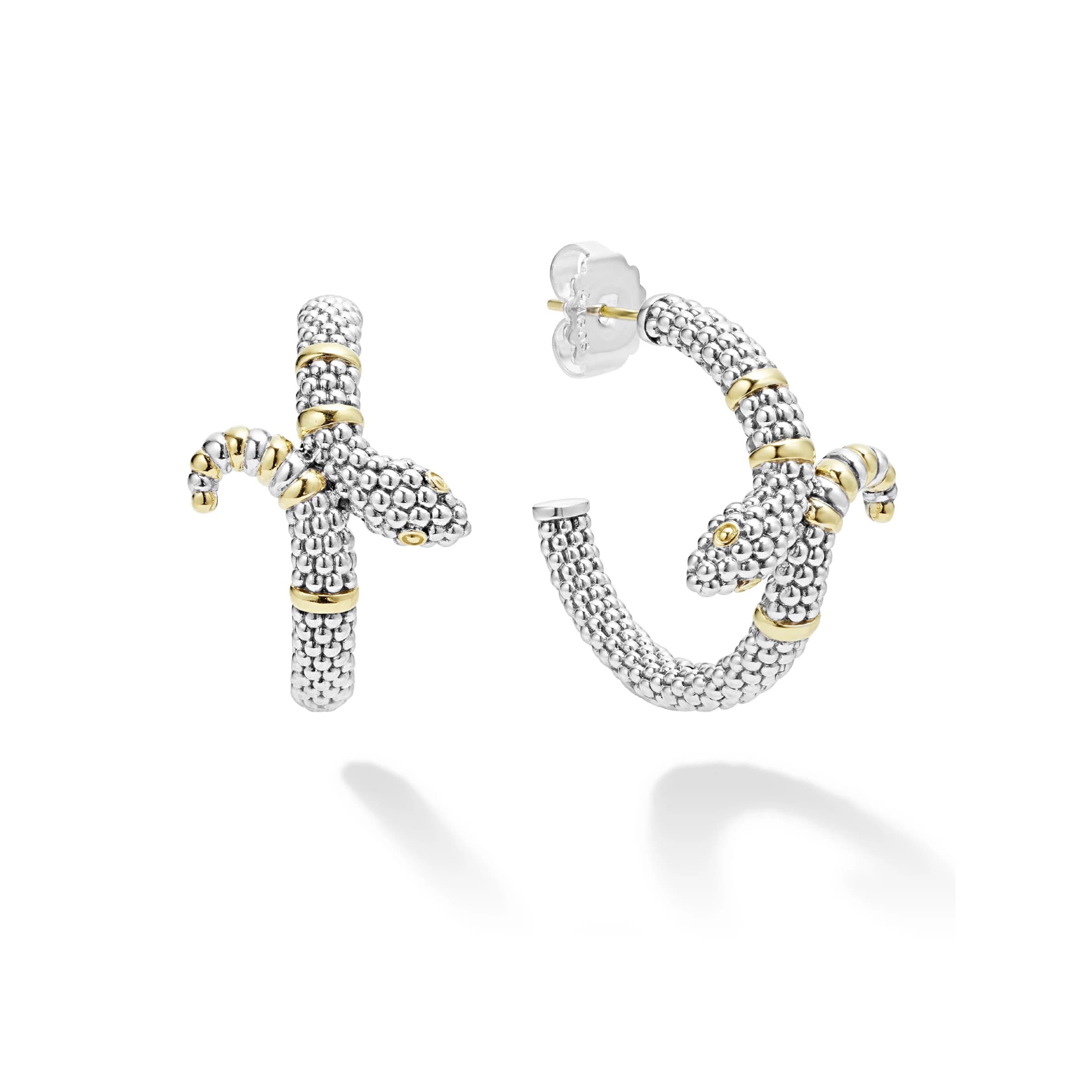 Lagos Rare Wonders Two-Tone Snake Hoop Earrings