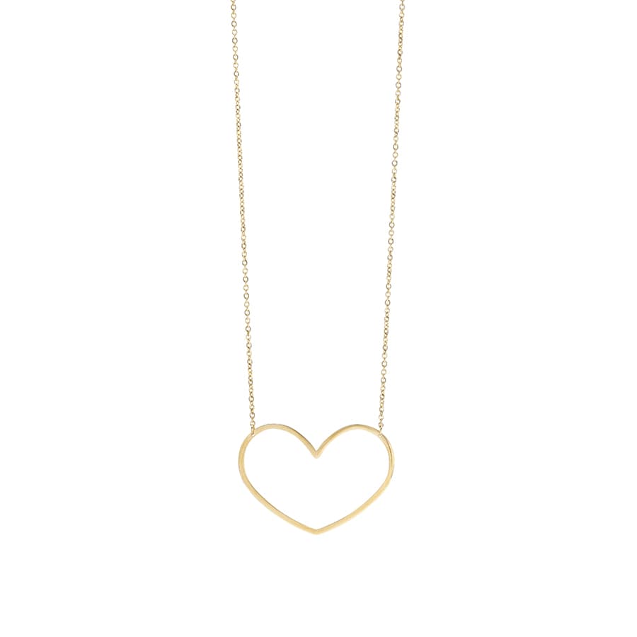 Polished Yellow Gold Open Heart Necklace, small
